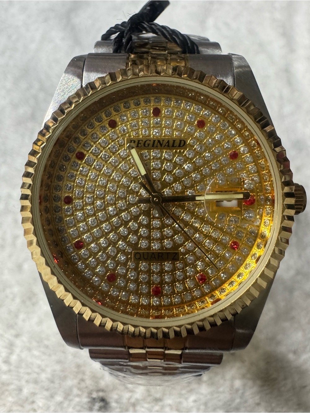 Men’s Gold and Silver Crystal-Accented Quartz Watch